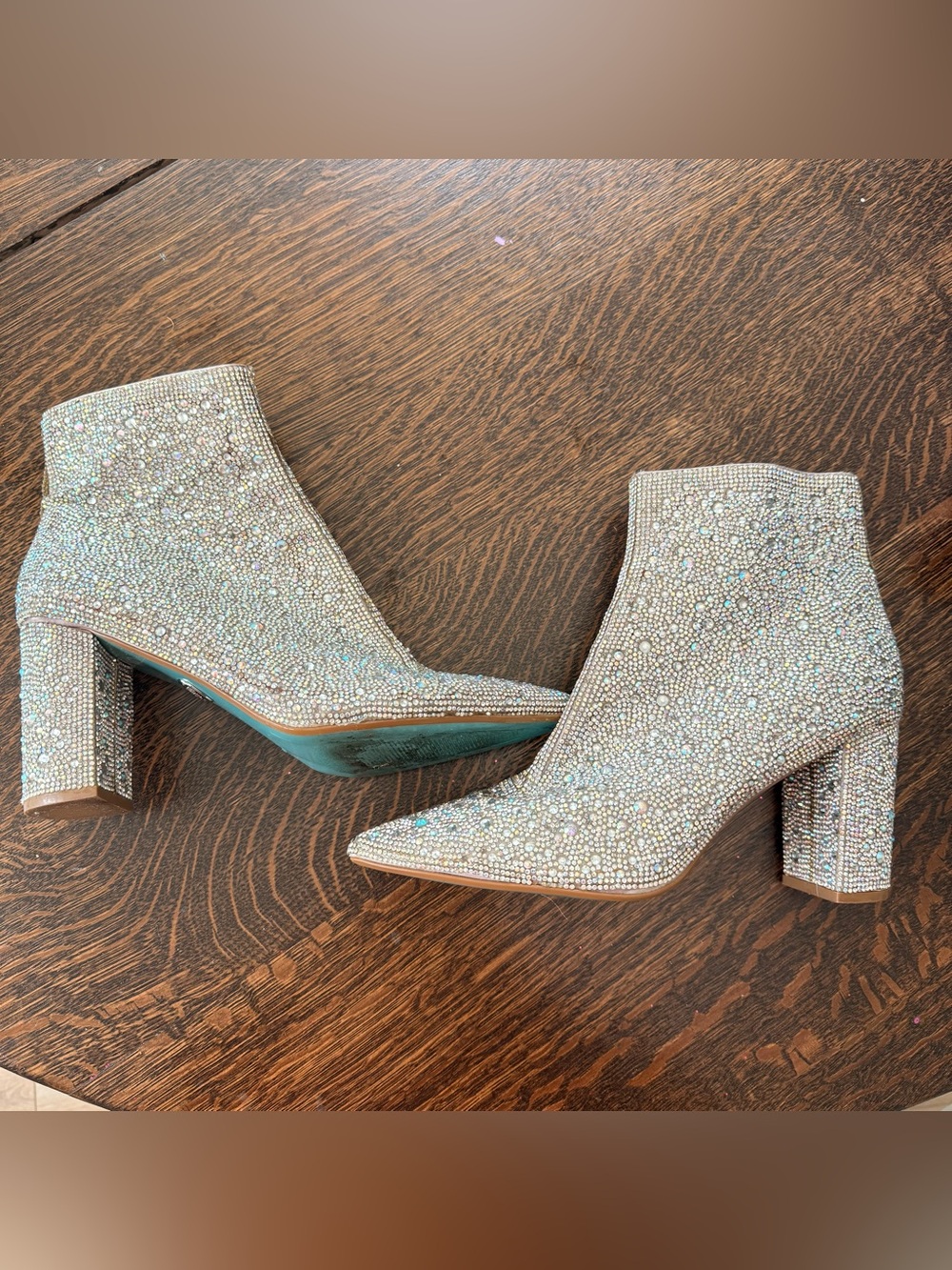 Betsey Johnson Rhinestone Crystal Ankle Boots Sz 10